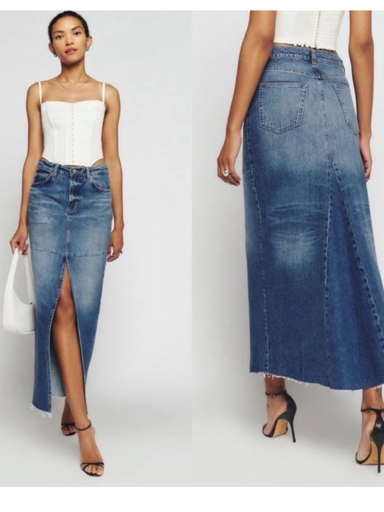 Reformation Dresses & Skirts - Reformation jeans Hemlock wash Tazz Denim Maxi Skirt